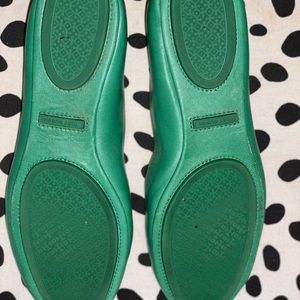 Tory Burch Minnie Travel Flats, Green, Size 7
